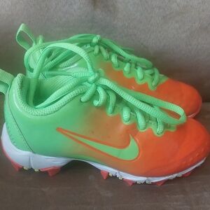 Nike Kids Green and Orange Softball / Soccer Cleats